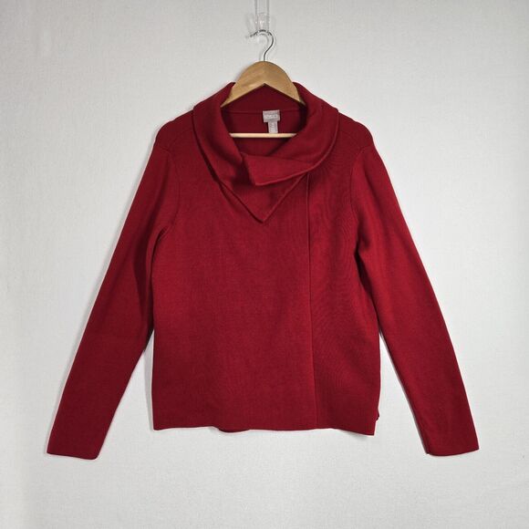Chico's Convertible Cardigan Sz 2-L Red 100% Cotton Long Sleeve Snap Closure - Picture 14 of 14